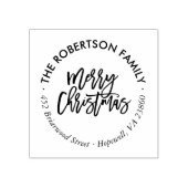 Vrolijk kerstscript Ronde retour adres stempel (Afrduk)