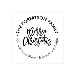 Vrolijk kerstscript Ronde retour adres stempel