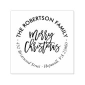 Vrolijk kerstscript Ronde retour adres stempel (Design)