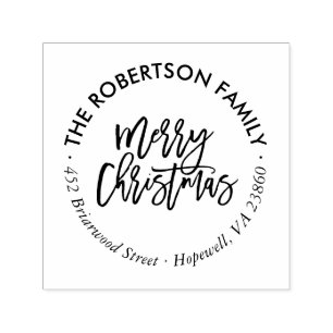 Vrolijk kerstscript Ronde retour adres stempel