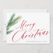 Vrolijk kerstscript rood groen feestdagenkaart (Voorkant)