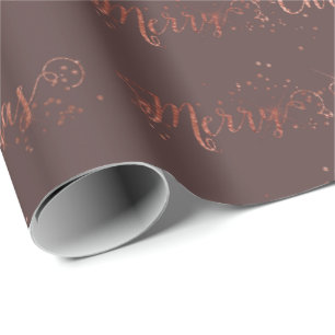 Vrolijk kerstscript Roos Gold Caffe Noir Cadeaupapier