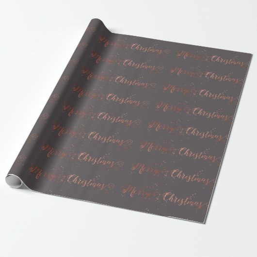 Vrolijk kerstscript Roos Gold Grey Graphite Cadeaupapier (Uitgerold)