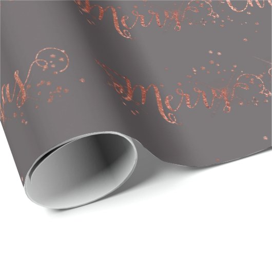 Vrolijk kerstscript Roos Gold Grey Graphite Cadeaupapier (Rol Hoek)