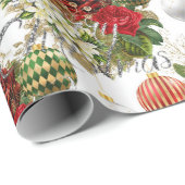 Vrolijk kerstscript Rozen Rode grijze marmer roze Cadeaupapier (Rol Hoek)