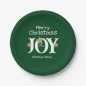 Vrolijk kerstscript Rustic Green Party Papieren Bordje (Voorkant)