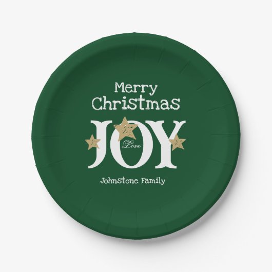 Vrolijk kerstscript Rustic Green Party Papieren Bordje (Voorkant)