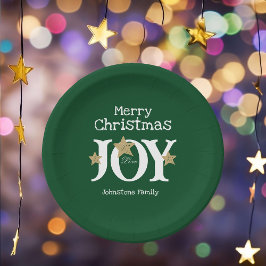 Vrolijk kerstscript Rustic Green Party Papieren Bordje