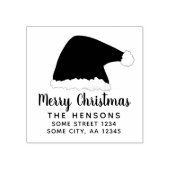 Vrolijk kerstscript Santa Hat Family Adres Rubberstempel (Afrduk)