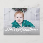 Vrolijk kerstscript twee foto's feestdagenkaart (Voorkant)