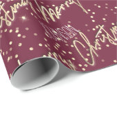 Vrolijk kerstscript uit naam Royal Red Gold Cadeaupapier (Rol Hoek)