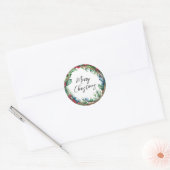 Vrolijk kerstscript vakantie krans ronde sticker (Envelop)
