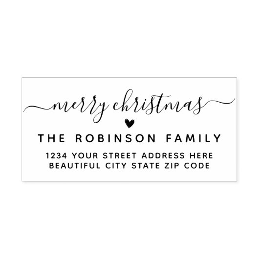 Vrolijk kerstscript vakantie retour adres 	rubberstempel (Afrduk)