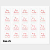Vrolijk kerstscript van modern minimalistisch vierkante sticker (Vel)