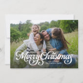 Vrolijk kerstscript vier foto's feestdagenkaart (Voorkant)