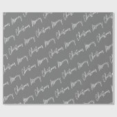Vrolijk kerstscript White Minimalism Grey Grey Cadeaupapier (Vlak)