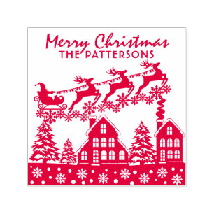 Vrolijk kerstscript Winter Feestdagen Aangepaste n Zelfinktende Stempel