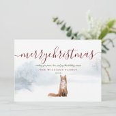 Vrolijk kerstscript Winter Fox Holiday Kaart (Staand voorkant)