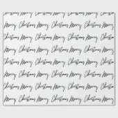Vrolijk kerstscript zwart-witminimalisme cadeaupapier (Vlak)