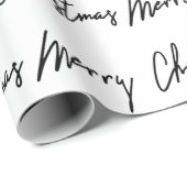 Vrolijk kerstscript zwart-witminimalisme cadeaupapier (Rol Hoek)