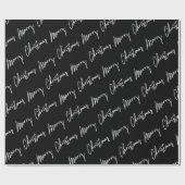 Vrolijk kerstscript zwart-witminimalisme Lux Cadeaupapier (Vlak)