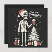 Vrolijk kerstskeleton feestdagenkaart (Voorkant / Achterkant)