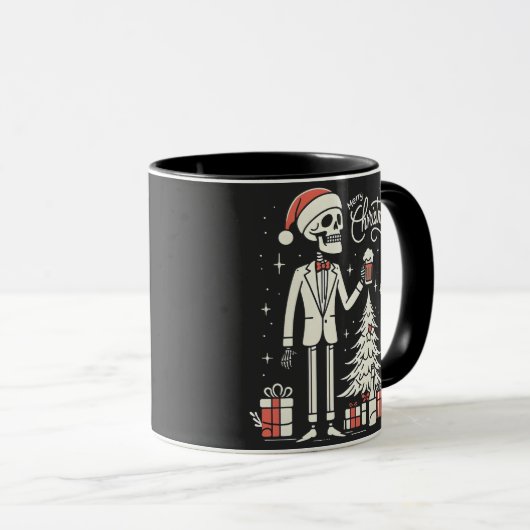 Vrolijk kerstskeleton mok (Voorkant rechts)