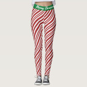 Vrolijk kerstSnoep Stripte Leggings (Voorkant)