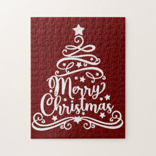 Vrolijk kerstsnowflakes, gelukkig nieuwjaar legpuzzel