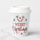 Vrolijk kerstsnowflakes, gelukkig nieuwjaar papieren bekers (Achterkant)