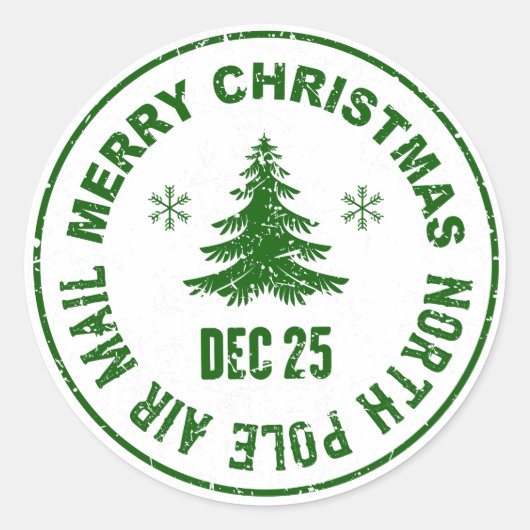 vrolijk kerststempel ronde sticker (Voorkant)