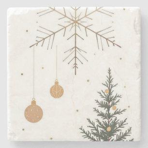 Vrolijk kerststenen Onderzetter met kerstboom