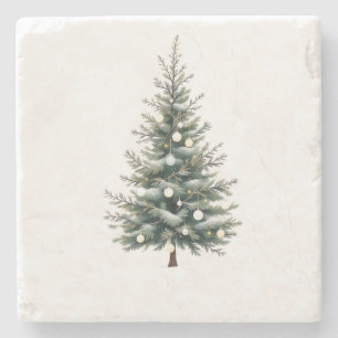 Vrolijk kerststenen Onderzetter met kerstboom
