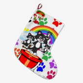 Vrolijk kerststenigen, Elf Cat Paws Rainbow Grote Kerstsok (Voorkant (Hangend))