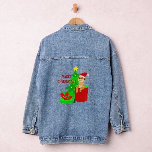 Vrolijk kerststokstaartje Santa Grappig Denim Jacket (Hangar)