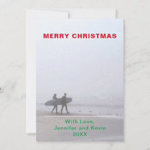 Vrolijk kerstsurfen Paar Foto Holiday Kaart