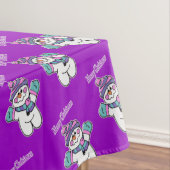 Vrolijk kersttafelkleed, Paarse sneeuwman Tafelkleed (Voorbeeld)