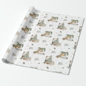 Vrolijk Kerstthema Scene Neutral Pine Gift Cadeaupapier (Uitgerold)