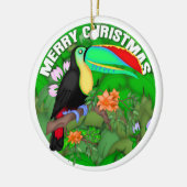 Vrolijk kersttoucan keramisch ornament (Links)