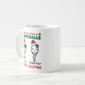 Vrolijk kerstvader 2 kinderen koffiemok (Voorkant links)