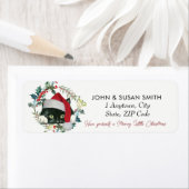 Vrolijk kerstvakantie kat retour adres labels (Insitu)