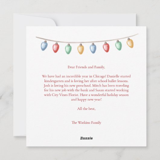 Vrolijk Kerstverhaal String of Lights Photo Square Feestdagenkaart (Achterkant)