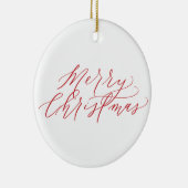 Vrolijk kerstversiering - rode kalligrafie keramisch ornament (Rechts)