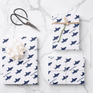 Vrolijk kerstvierkant Blauw Zwarte Buffelplaat Inpakpapier Vel