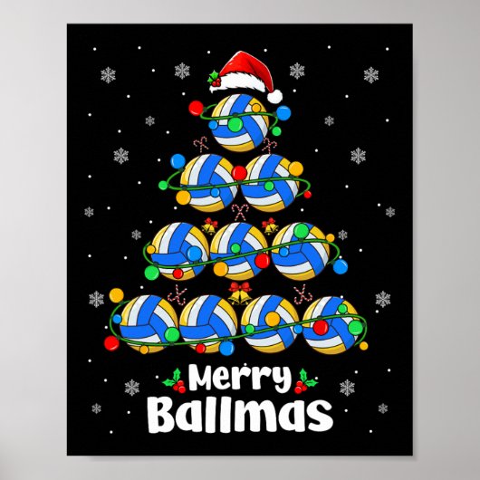 Vrolijk kerstvolleybal kerstboom speler minnaar poster (Voorkant)