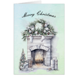 Vrolijk kerstvuur brandende haard