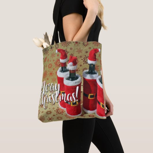 Vrolijk kerstwijn Canvas tas! Draagtas (Dichtbij)