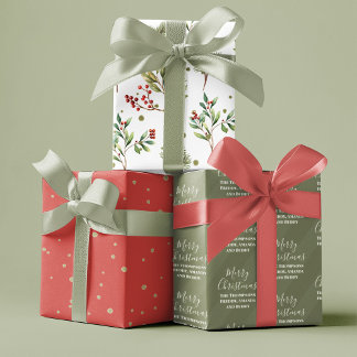 Vrolijk kerstwinter Holly groen Inpakpapier Vel