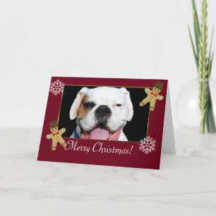 Vrolijk kerstwit Boxer Dog Feestdagen Kaart