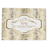 Vrolijk kerstwit en gouden Floral Paisley 2 Large Cadeautasje (Achterkant)